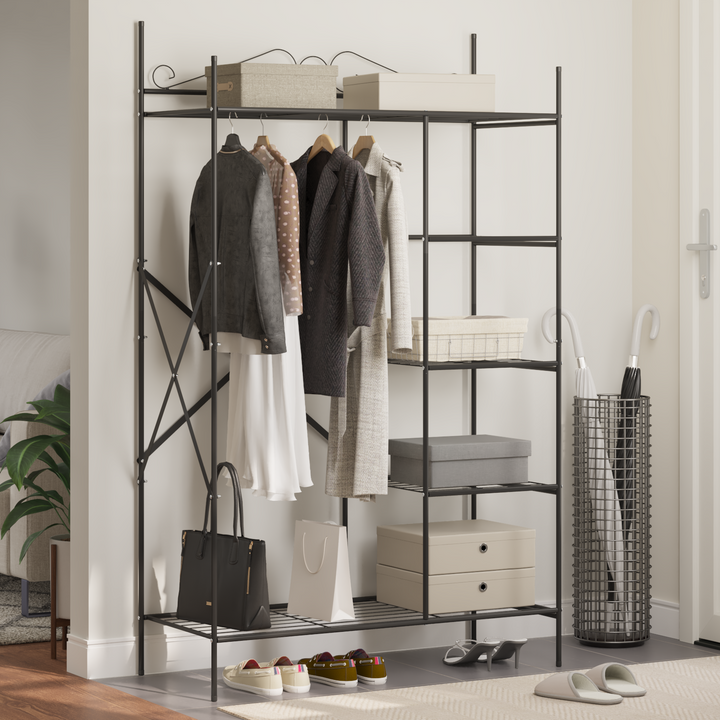 Åben Garderobe med hylde Sort 104,5 x 45 x 172 cm Stål