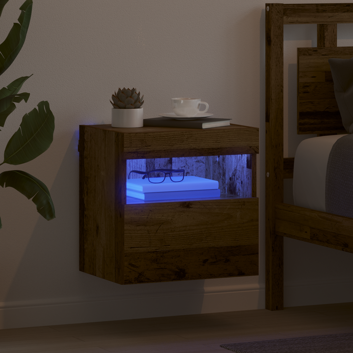 TV vægskab med LED Gammelt træ 40 x 30 x 40 cm Konstrueret træ