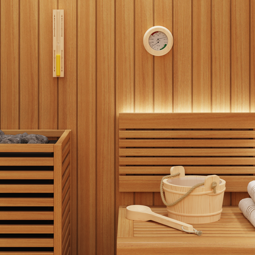 Sauna tilbehørs sæt 4 pcs Brun Massivt fyrretræ og hamp