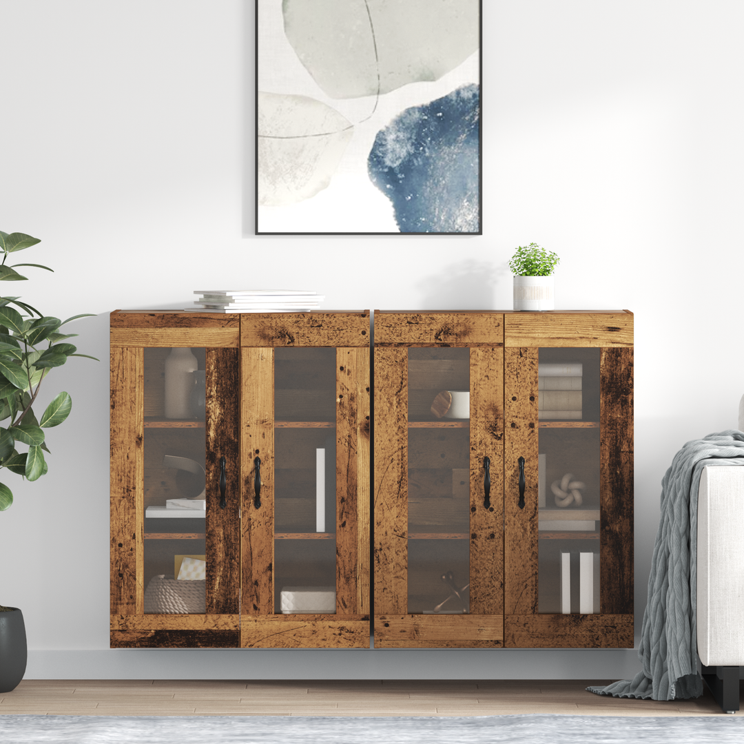 Væggeskabe 2 pcs Gammelt træ 69,5 x 34 x 90 cm Konstrueret træ