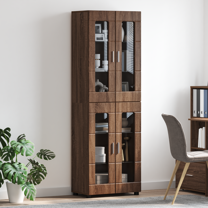 Highboard FLORIN Brun eg 60 x 35 x 182 cm Konstrueret træ