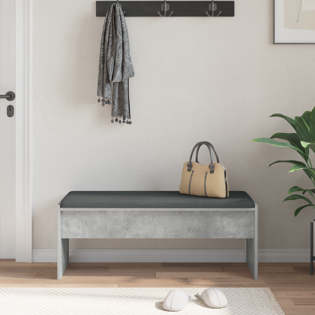 Hallbænk med pude Beton Grå 103 x 38 x 40 cm