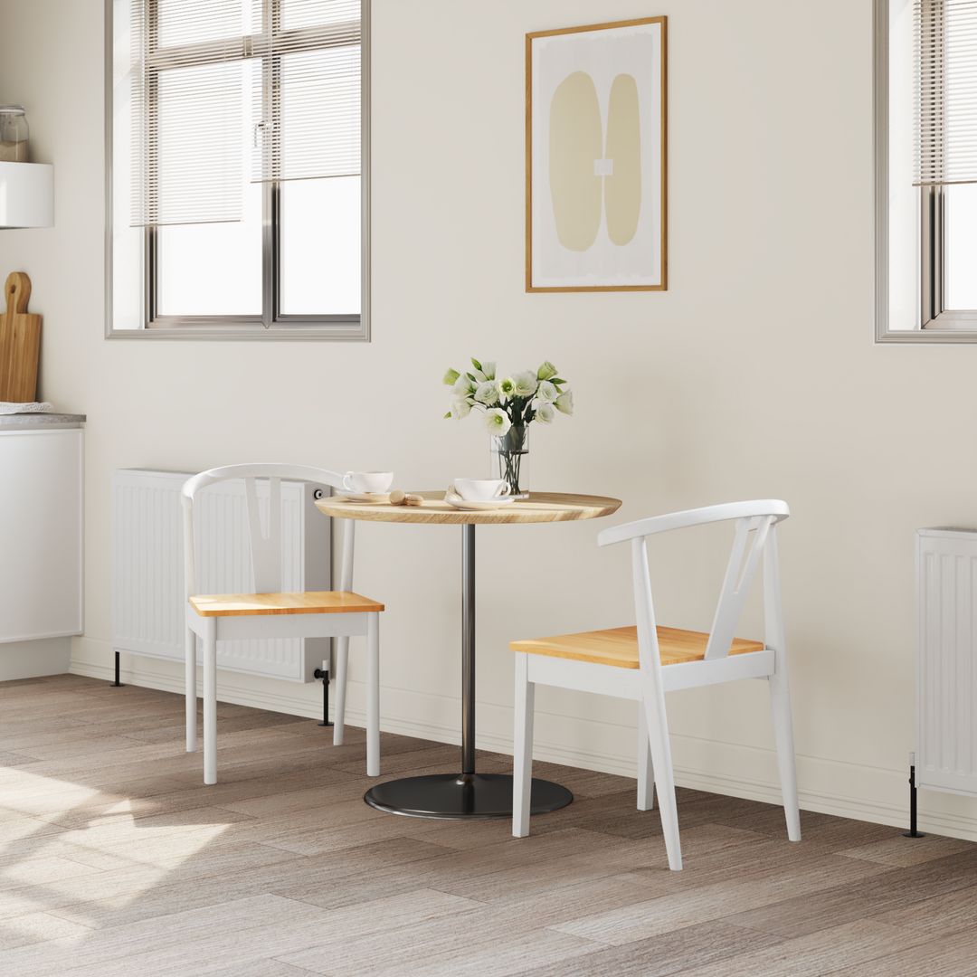 Spisestuestol 2 pcs Hvid og Naturlig Massiv Gummitræ