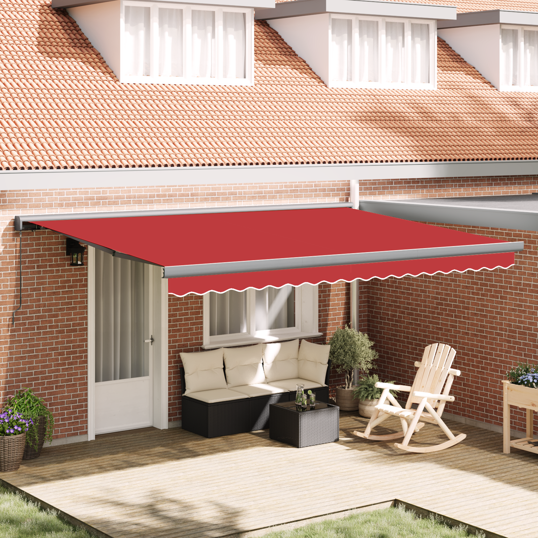 Utrækkelig Markise Rød 4 × 3 m Canvas og Aluminium
