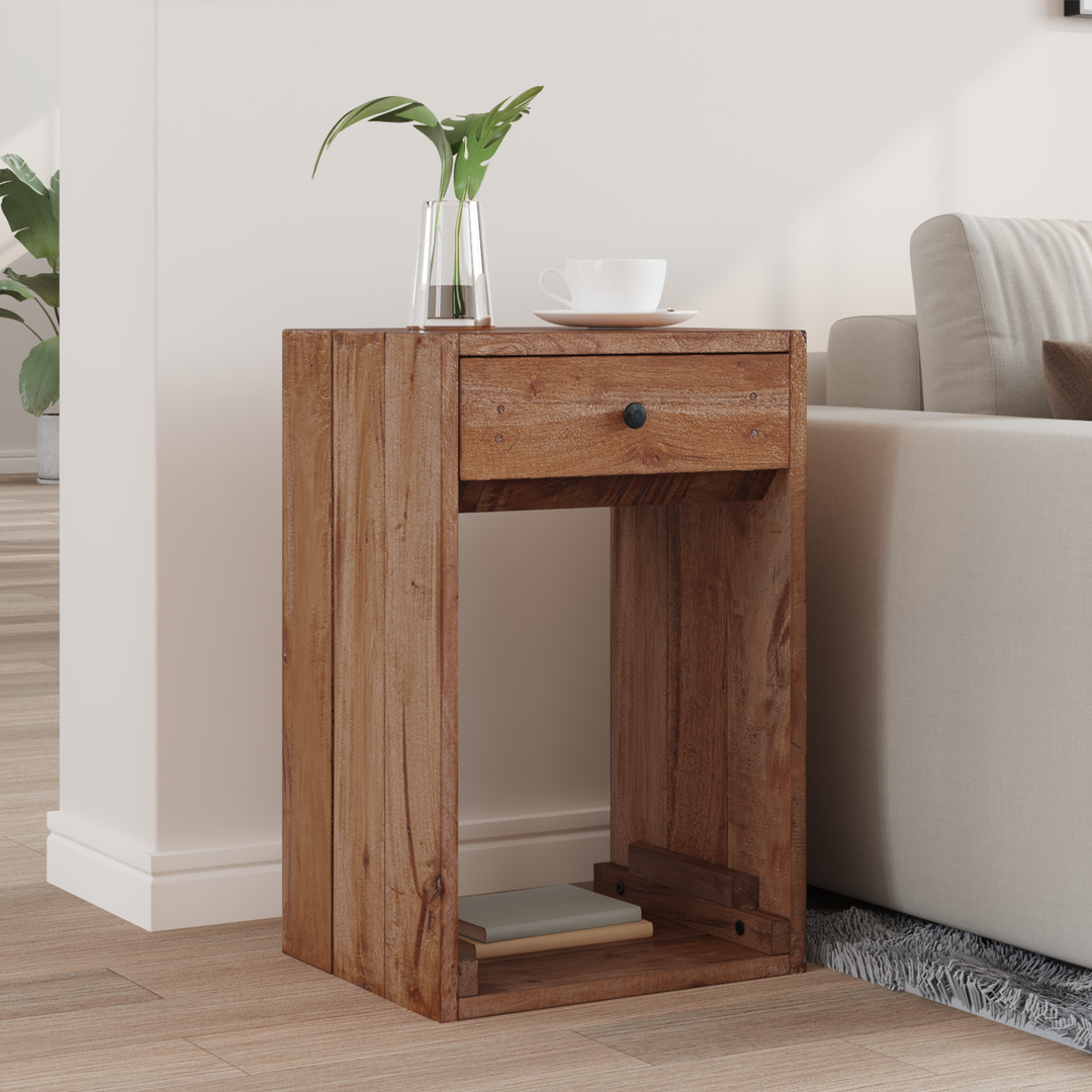 Sengebord med skuffe Brun 63 x 30 x 79 cm Massiv Mahogni