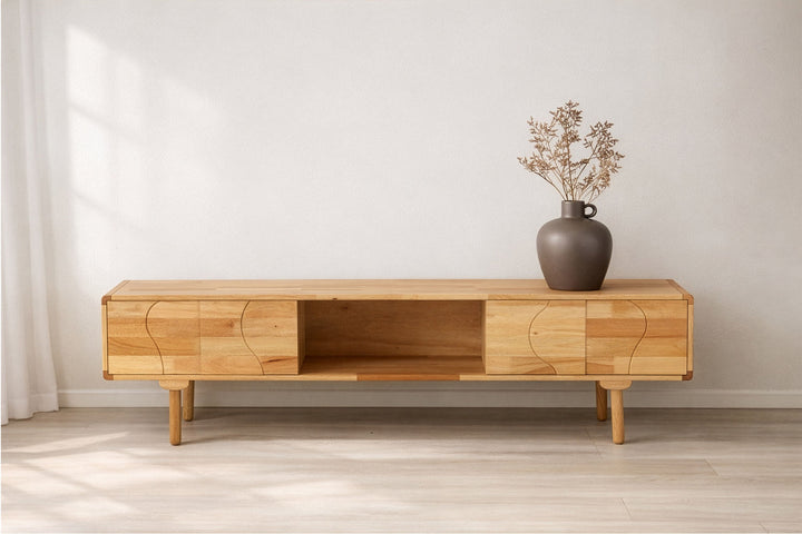 Vind Skärhamn TV-skab 200x45x55 cm - Naturgummitræ