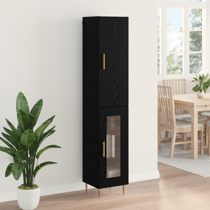 Highboard 2 pcs Sort eg Konstrueret træ