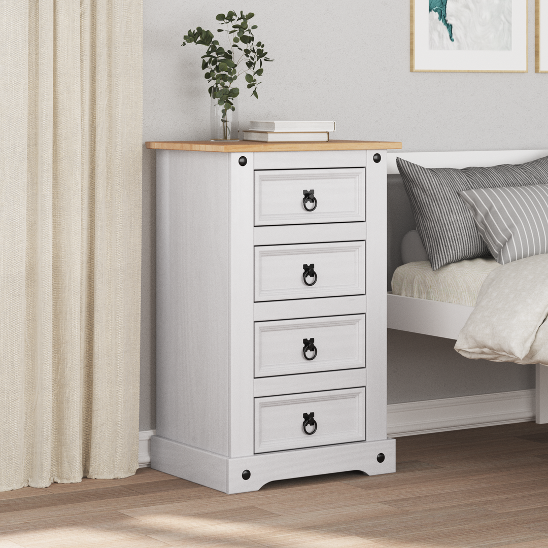 Sengebord Corona Hvid 53 x 39 x 84 cm Massiv fyrretræ
