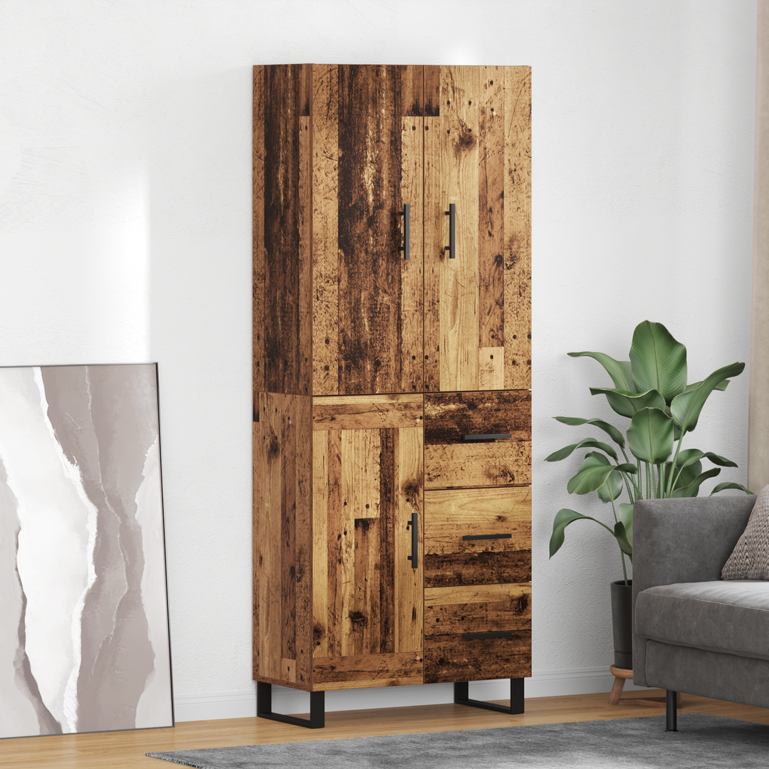 Highboard med skuffe 2 pcs Gammelt træ 69,5 x 34 x 180 cm