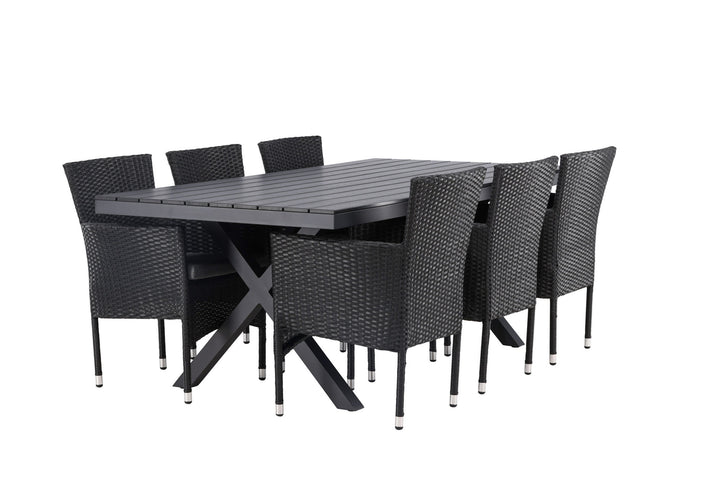 Venture Home Garcia Diningtable Alumnium - Black / Rectangular 100*200* +Malina Diningchair Alumnium - Black / Wicker _6