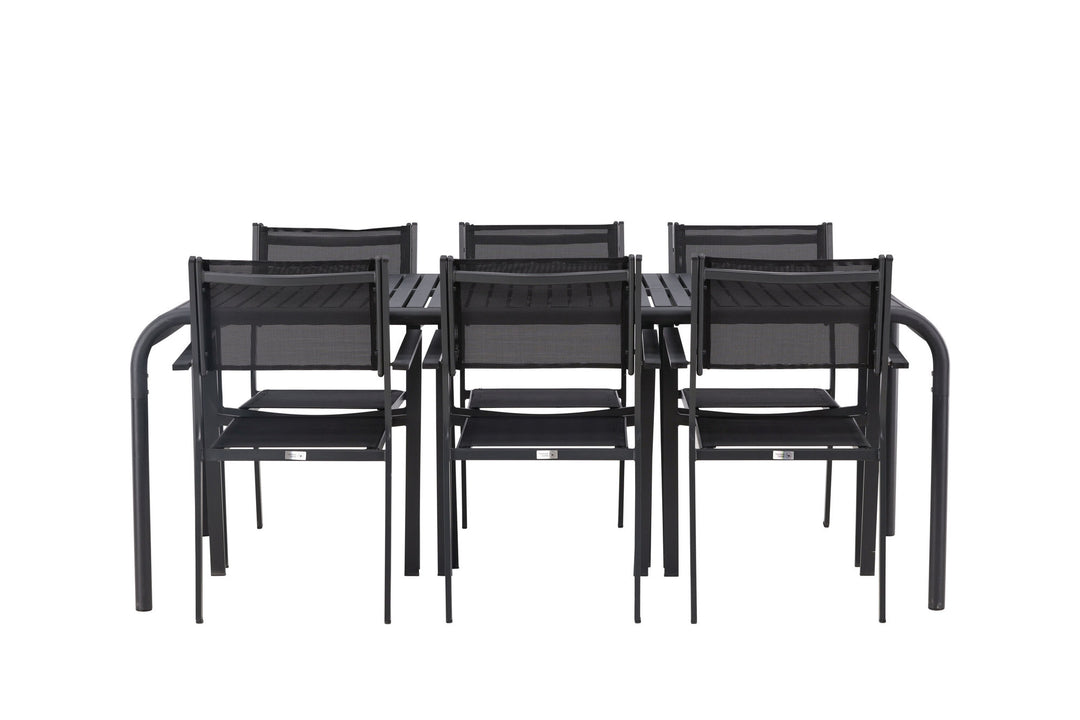 Venture Home Borneo Diningtable Aluminium - Black / Rectangular 100*200* +Copacabana Stacking Chair - Black/Black - Ersätter 4131-408 _6