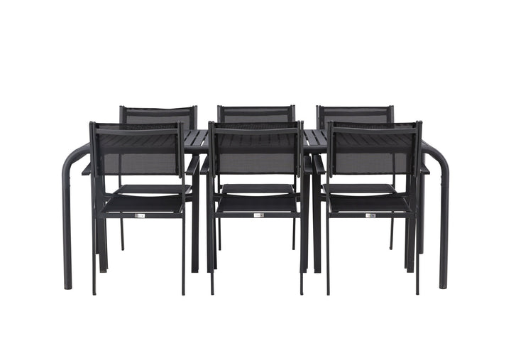 Venture Home Borneo Diningtable Aluminium - Black / Rectangular 100*200* +Copacabana Stacking Chair - Black/Black - Ersätter 4131-408 _6