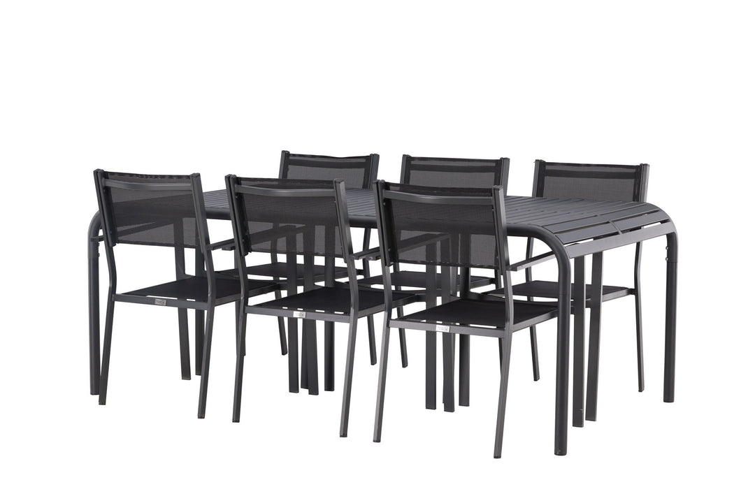 Venture Home Borneo Diningtable Aluminium - Black / Rectangular 100*200* +Copacabana Stacking Chair - Black/Black - Ersätter 4131-408 _6