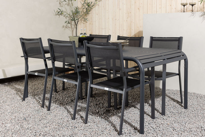 Venture Home Borneo Diningtable Aluminium - Black / Rectangular 100*200* +Copacabana Stacking Chair - Black/Black - Ersätter 4131-408 _6