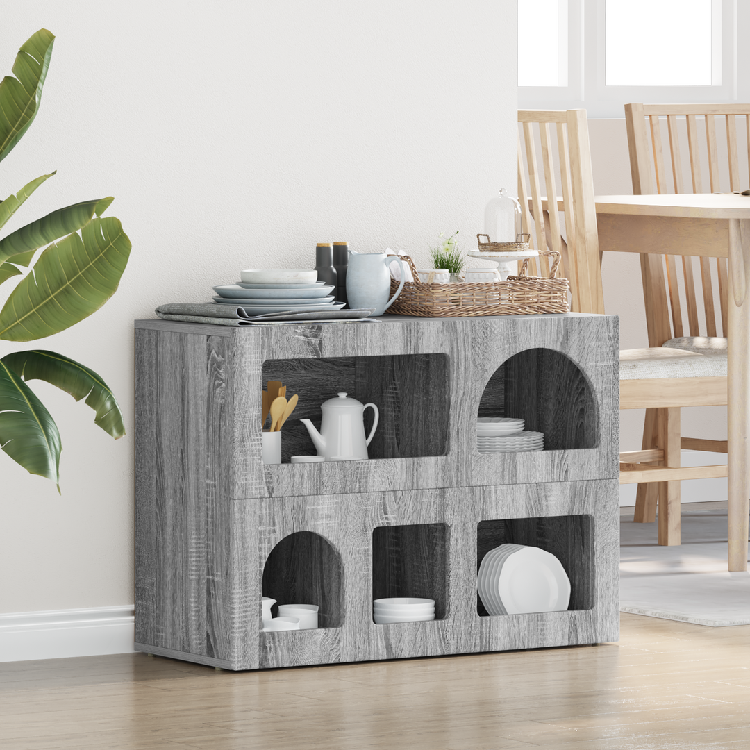 Sideboard ELST Grå Sonoma 80,5 x 35 x 59 cm Konstrueret træ