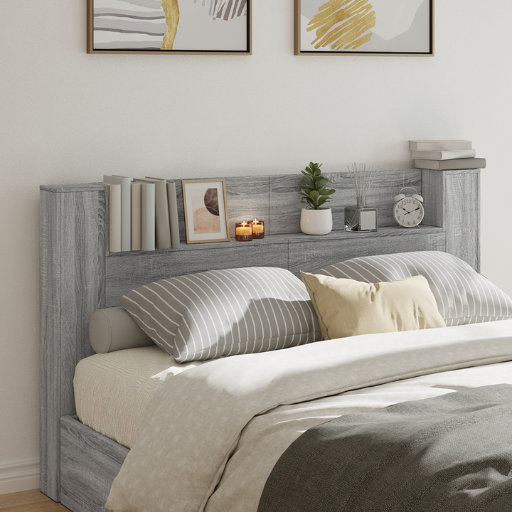Hovedgærde kabinet med LED Grå Sonoma 180 x 16,5 x 103,5 cm
