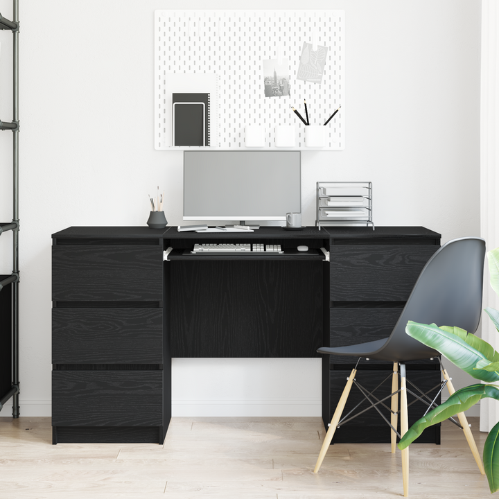 Bord med skuffe Sort eg 140 x 50 x 76 cm Konstrueret træ