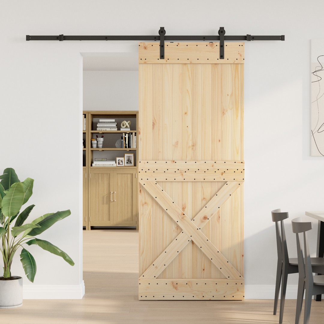 Skydedør NARVIK Naturfarvet og sort 100 x 210 cm (213,5 cm)