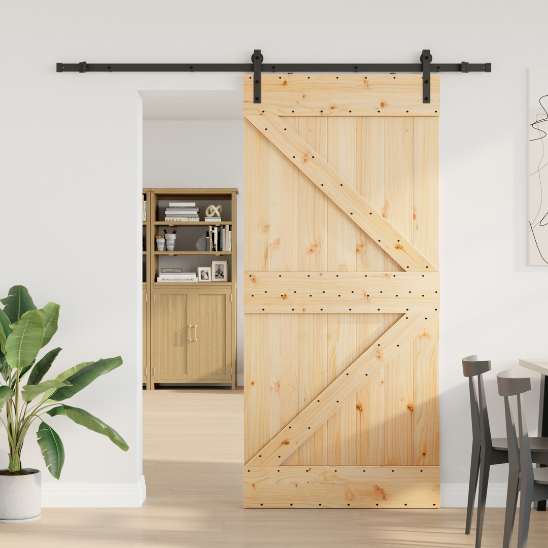 Skydedør NARVIK Naturfarvet og sort 100 x 210 cm (213,5 cm)