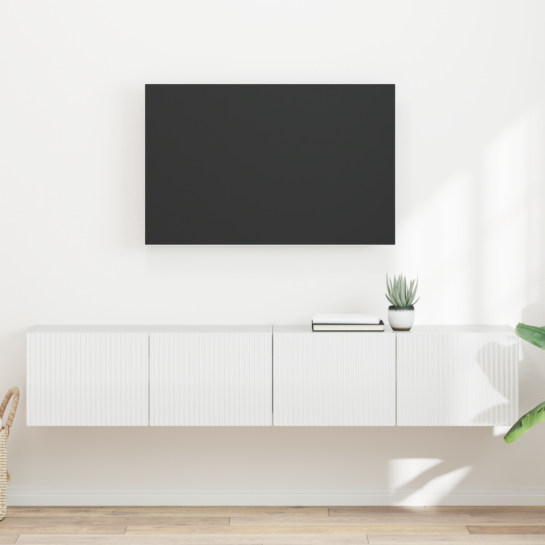 TV vægskab 2 pcs Gloss Hvid 78,5 x 31 x 29,5 cm Konstrueret træ