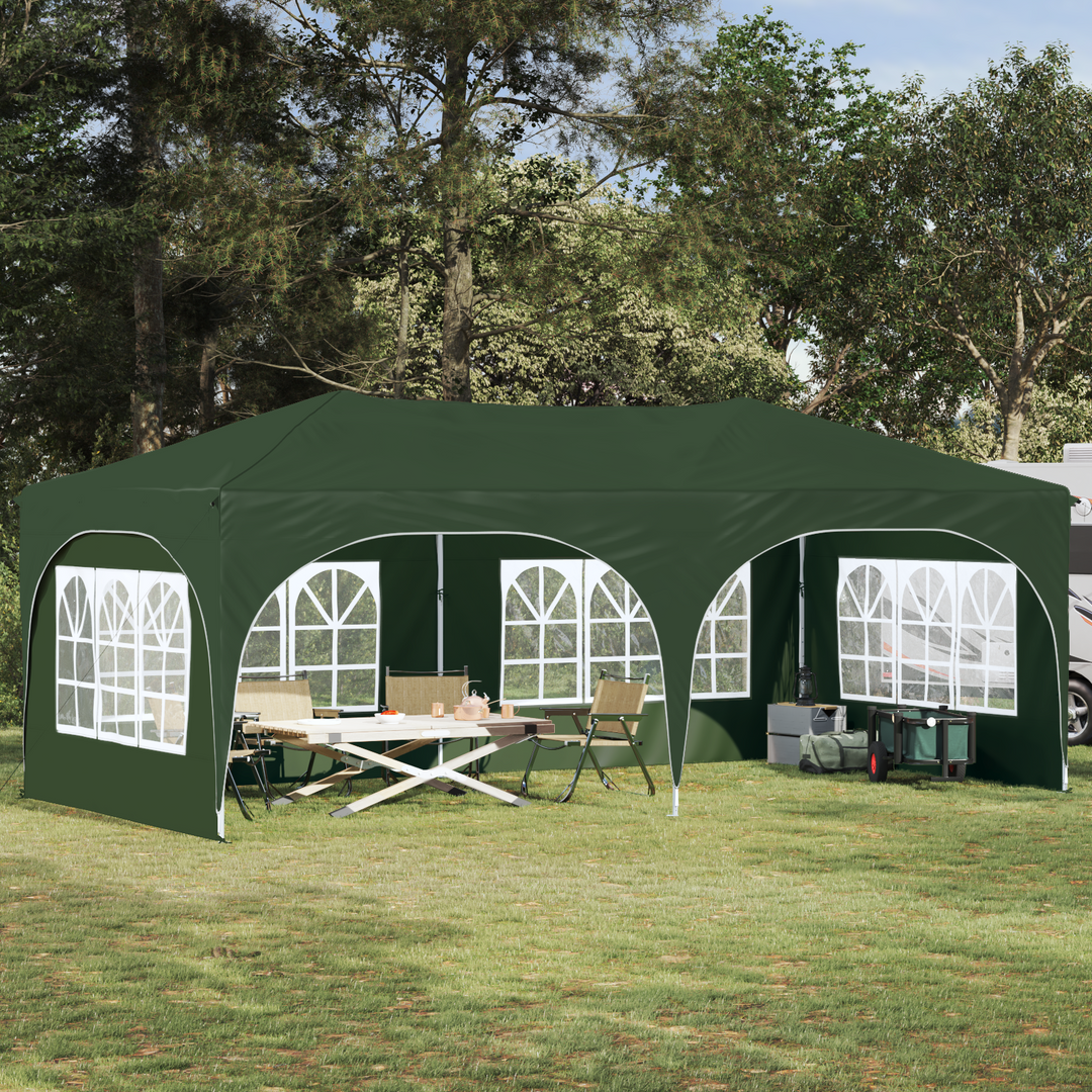 Pop-up Festtelt 575 x 288 x 245 cm Grøn Oxford stof