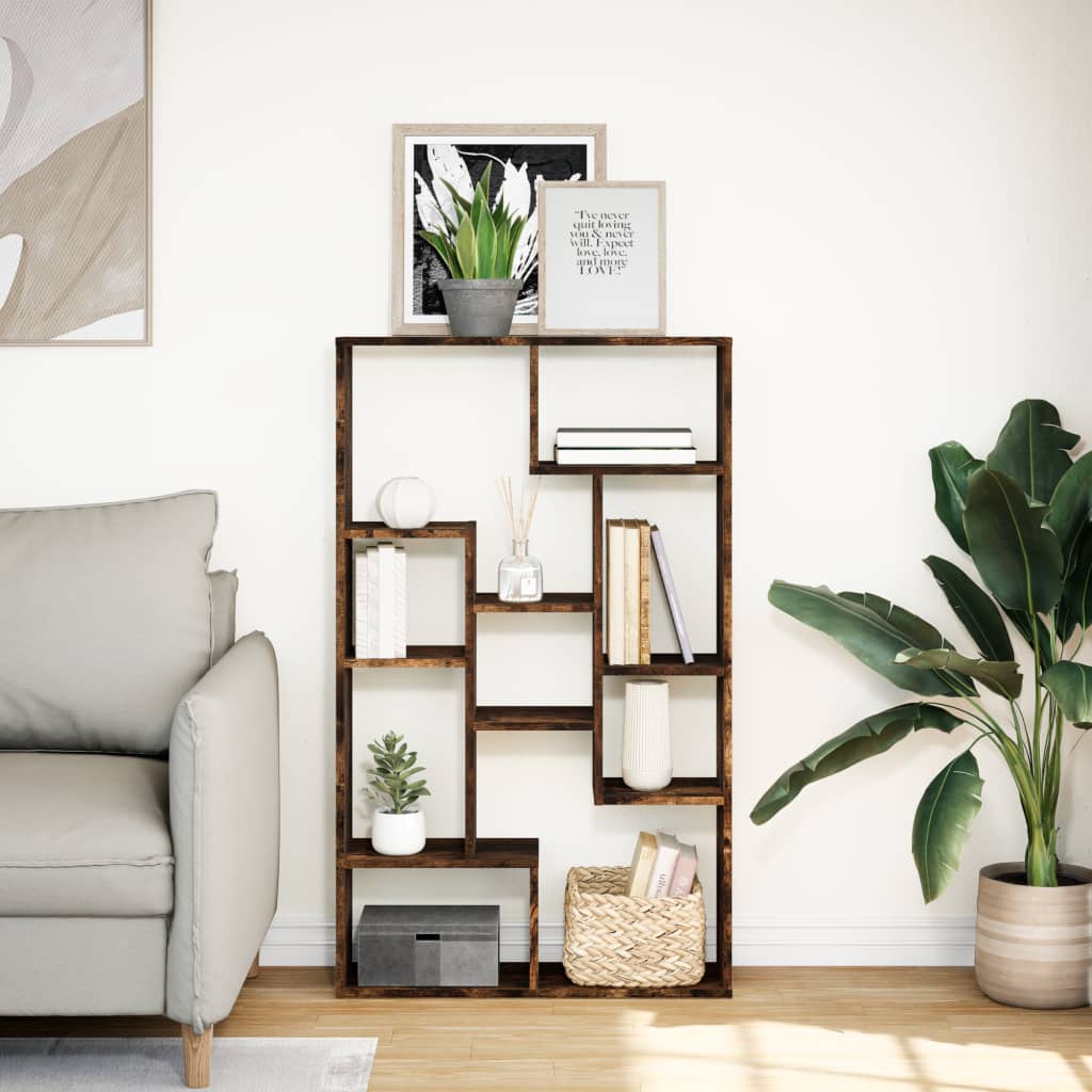 bogreol 72x20x120,5 cm konstrueret træ røget egetræsfarve