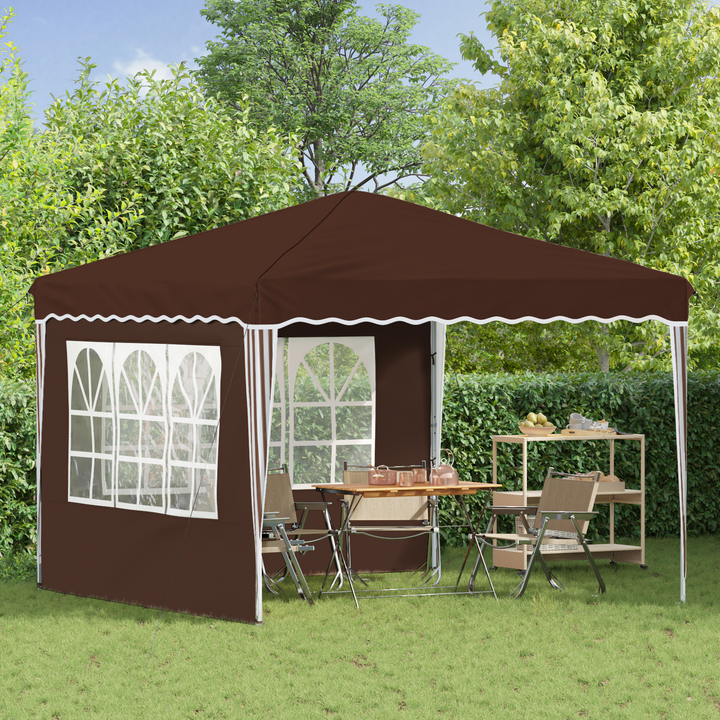 Pop-up Festtelt 288 x 288 x 245 cm Brun Oxford stof