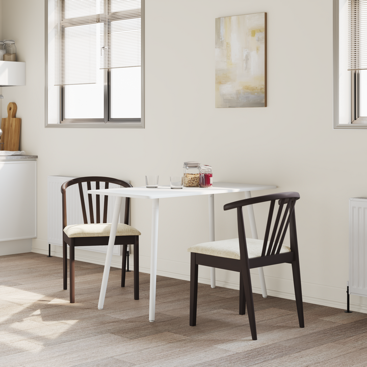 Spisestuestol 2 pcs Lys brun og lys Solid gummitræ