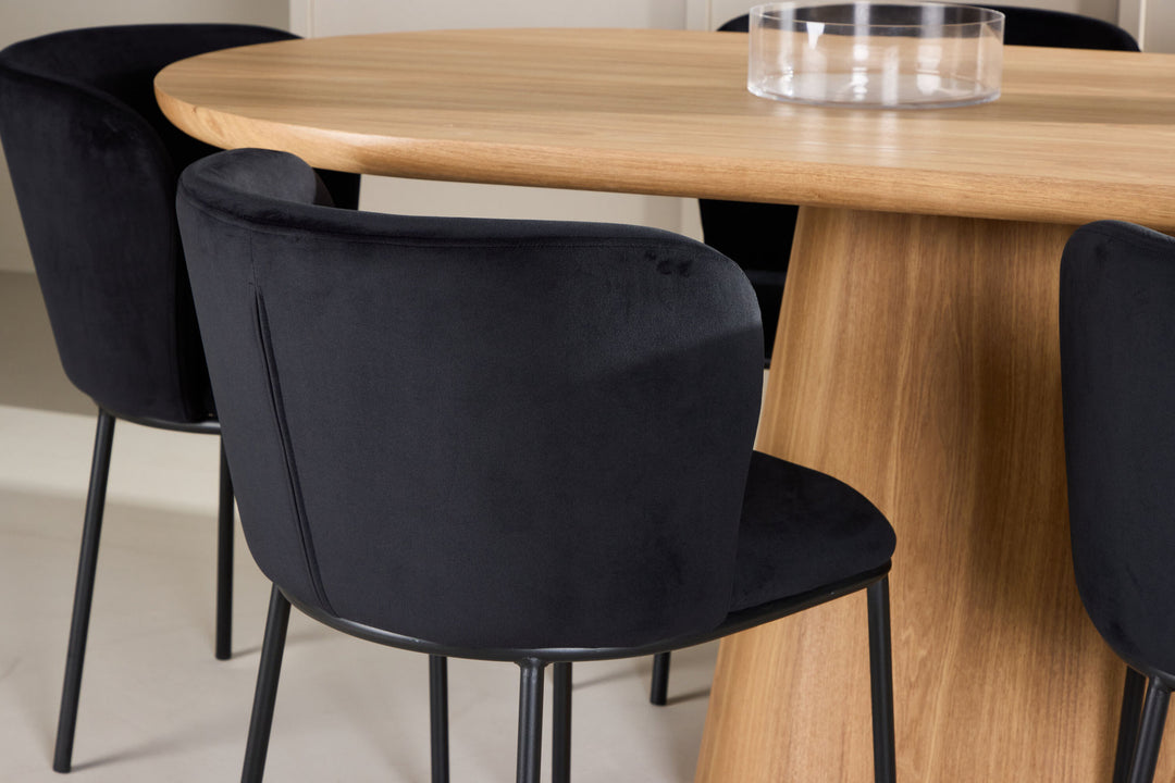 Venture Home Stjärnö Table - Nature with 6 Edina Chair - Black