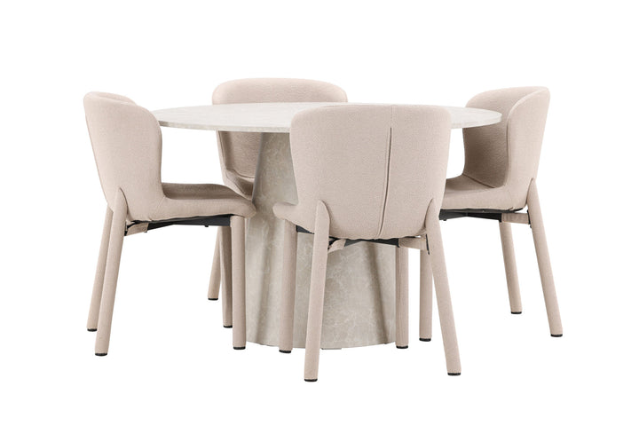 Venture Home Lanzo Table - Beige with 4 Astoria Chair - Beige