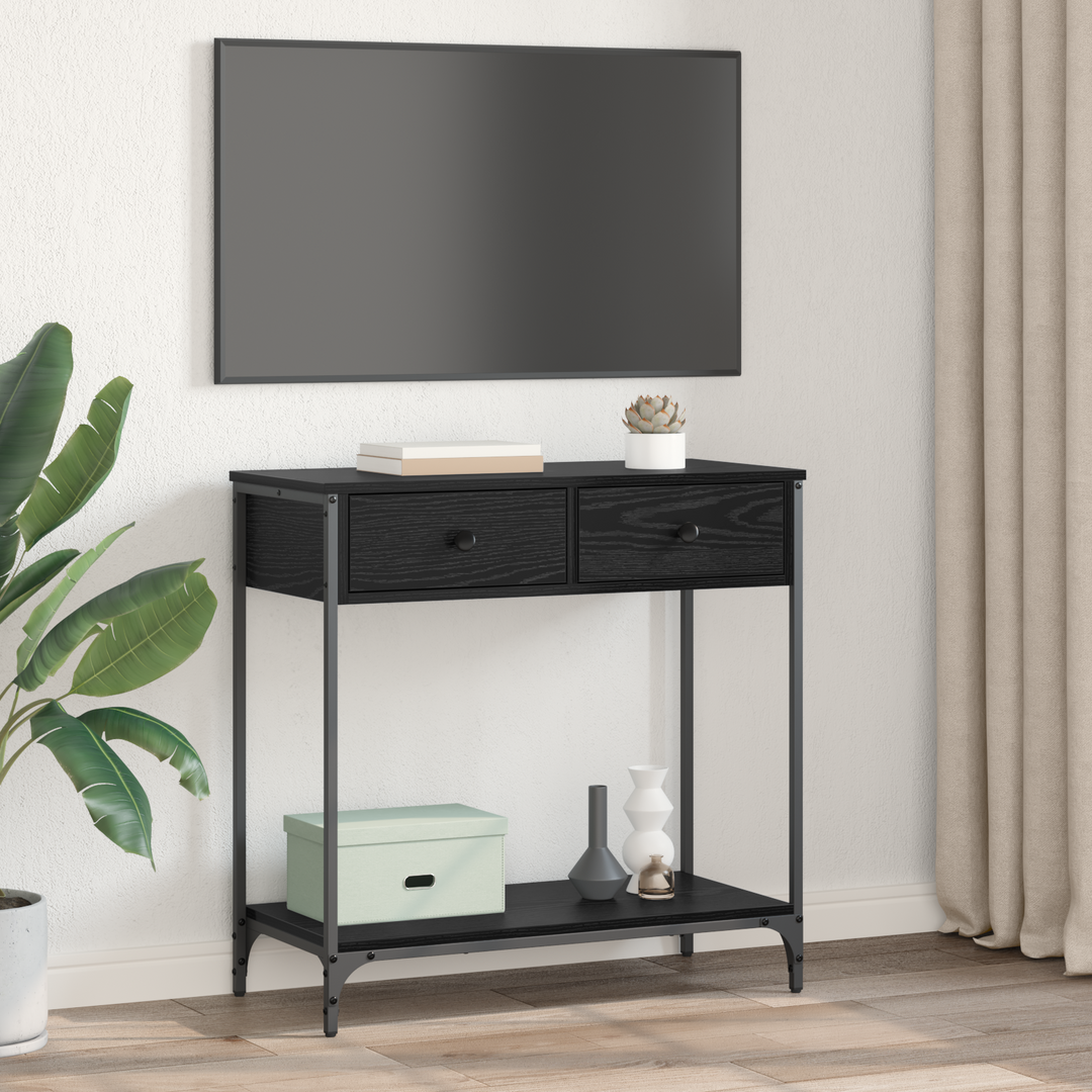 Konsolbord med skuffe Sort eg 75 x 34,5 x 75 cm Konstrueret træ