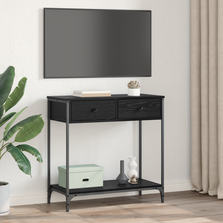 Konsolbord med skuffe Sort eg 75 x 34,5 x 75 cm Konstrueret træ