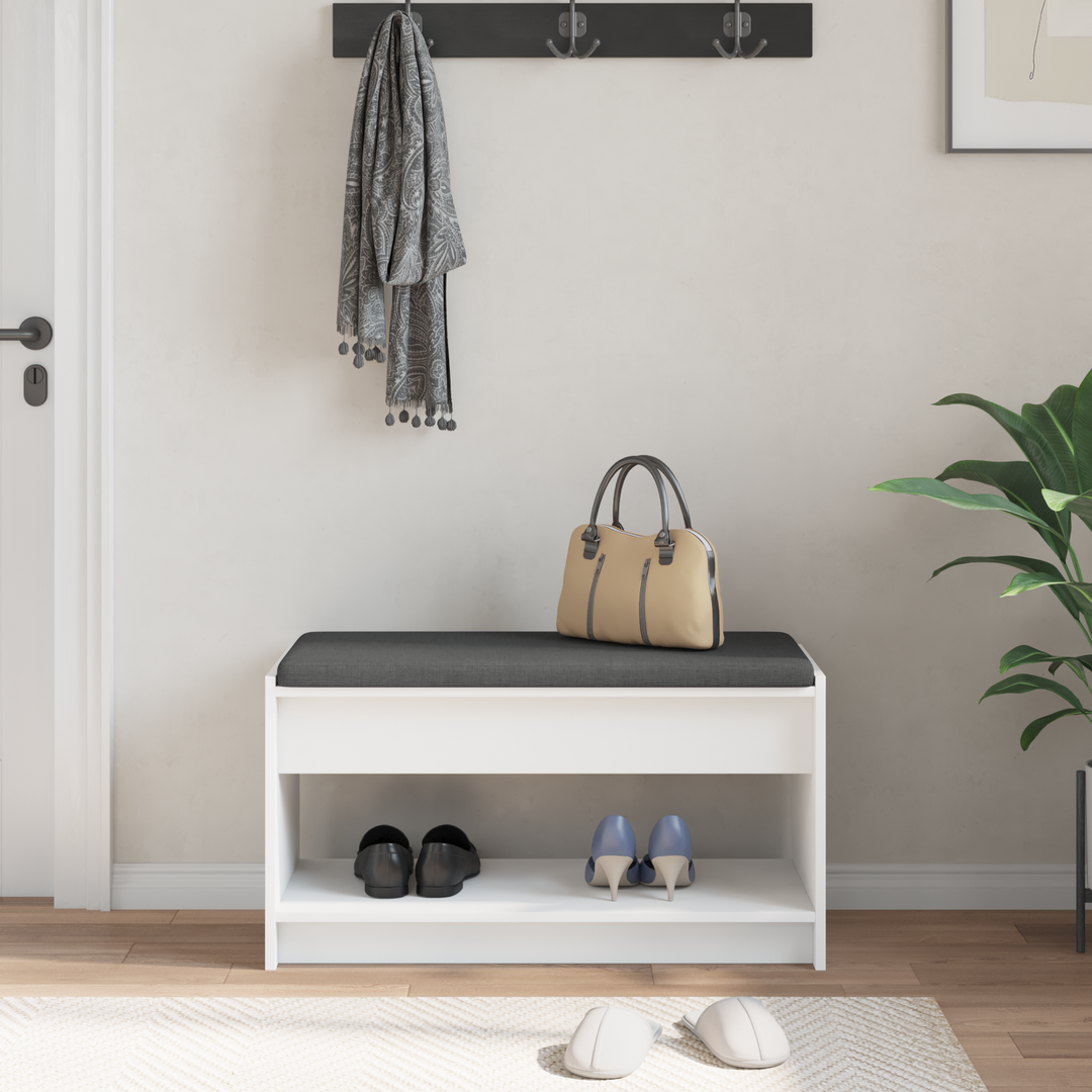 Hallbænk med pude Hvid 83 x 38 x 45 cm Kunstigt træ og stof