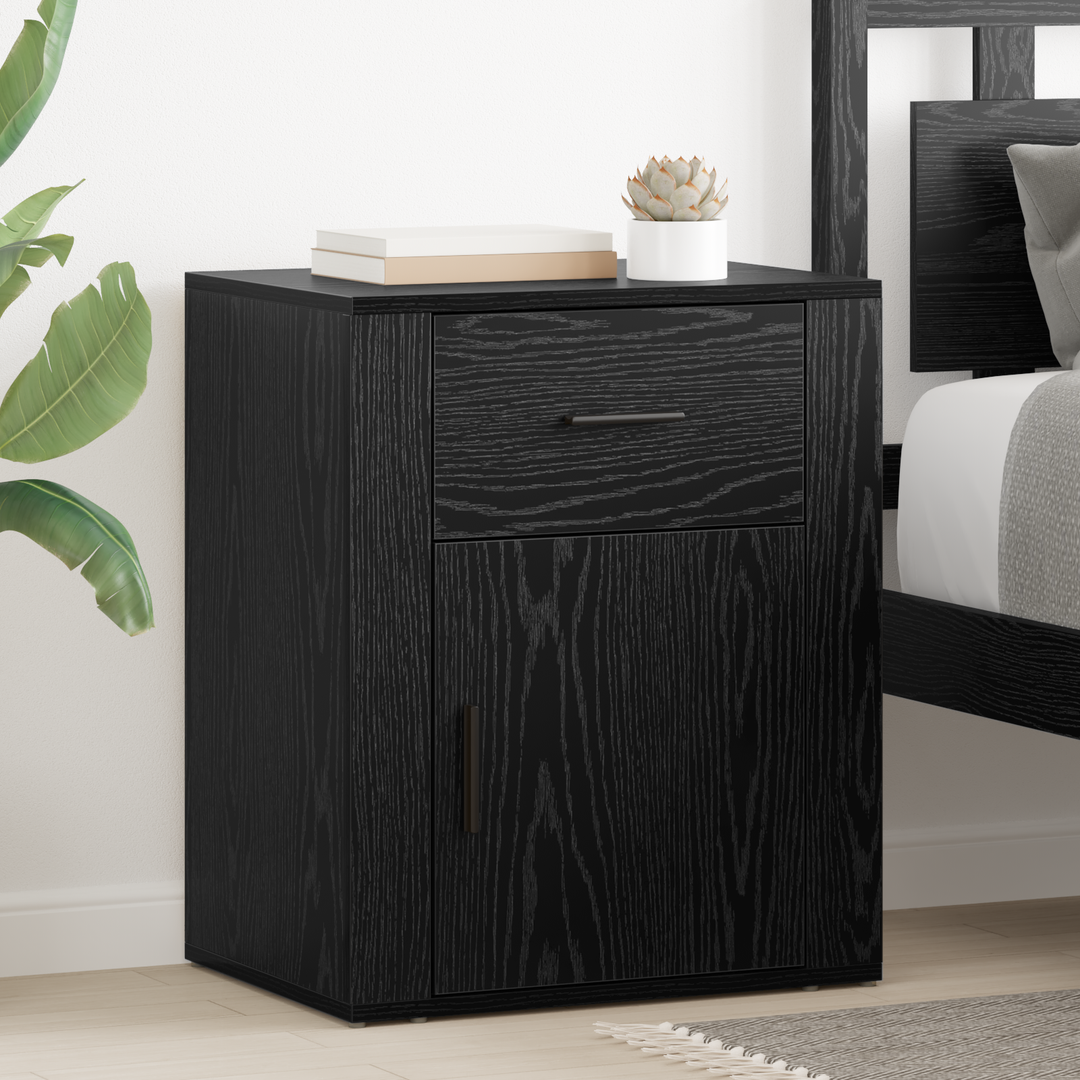Natskab med skuffe Sort eg 35 x 50 x 60 cm Konstrueret træ
