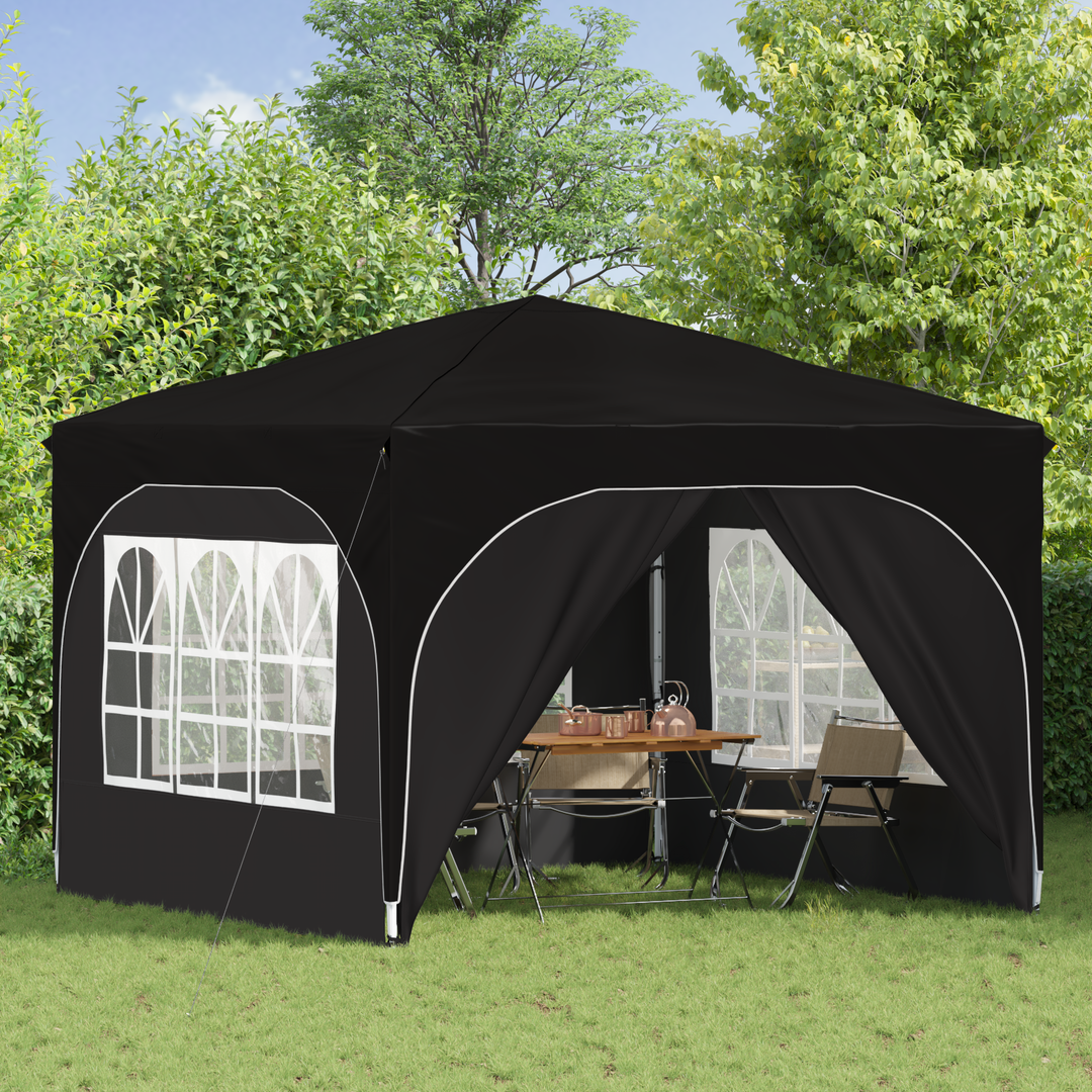 Pop-up Festtelt 290 x 290 x 245 cm Sort