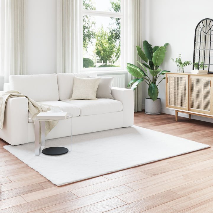Skridsikker tæppe af kunstig kaninpels OLITE Hvid 160 x 230 cm