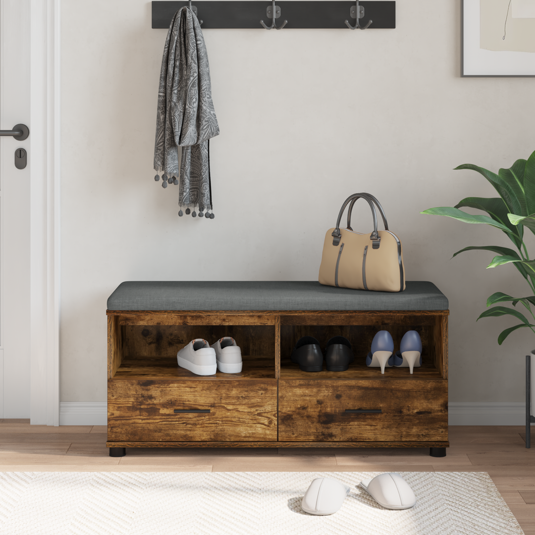 Hallbænk Røget Eg 100 x 38 x 46 cm Kunstigt træ og stof