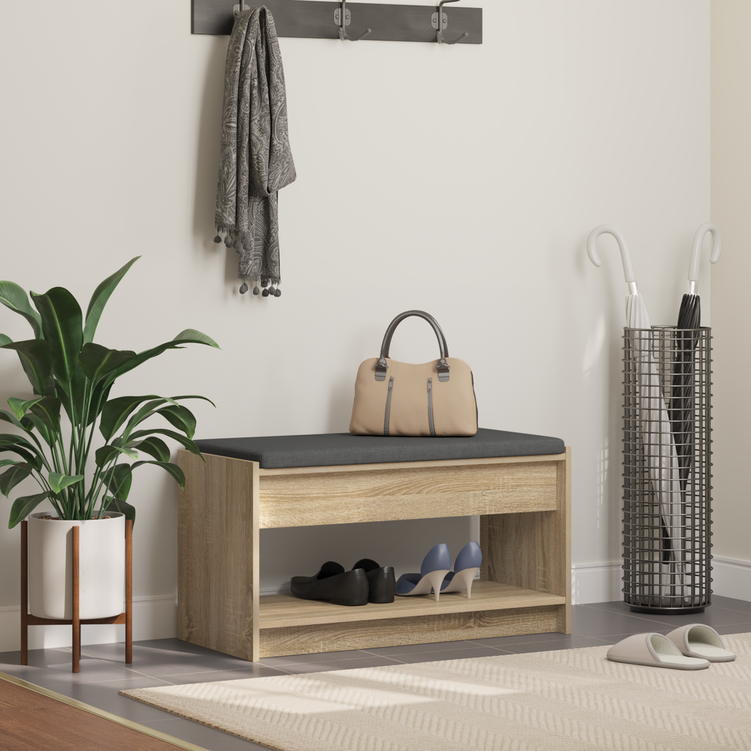 Hallbænk Sonoma eg 83 x 38 x 45 cm Kunstigt træ og stof
