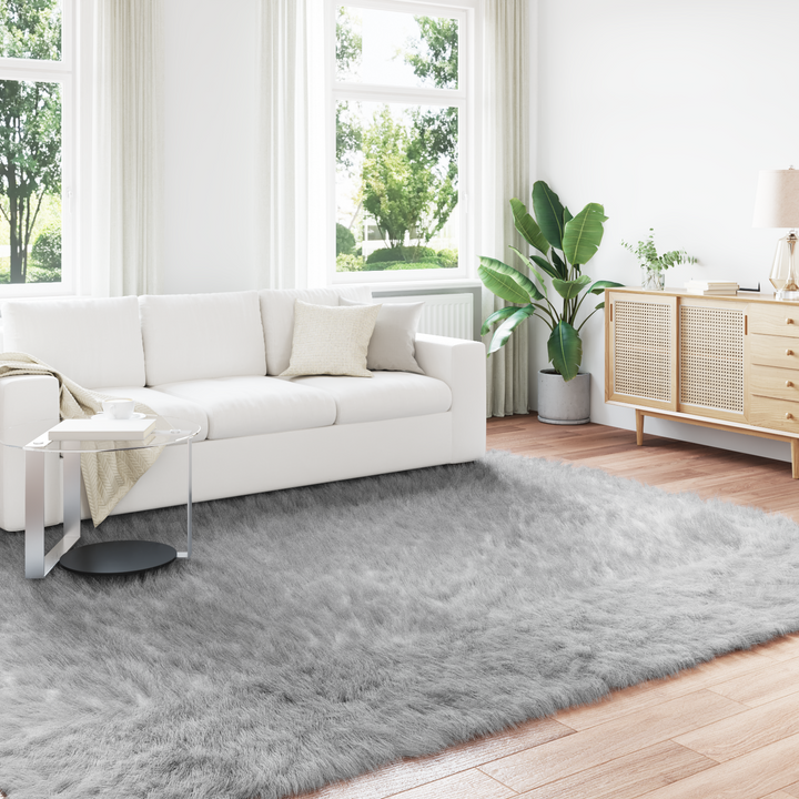 Fuskobbel lammeskindstæppe TAFALLA Grå 240 x 340 cm Polyester