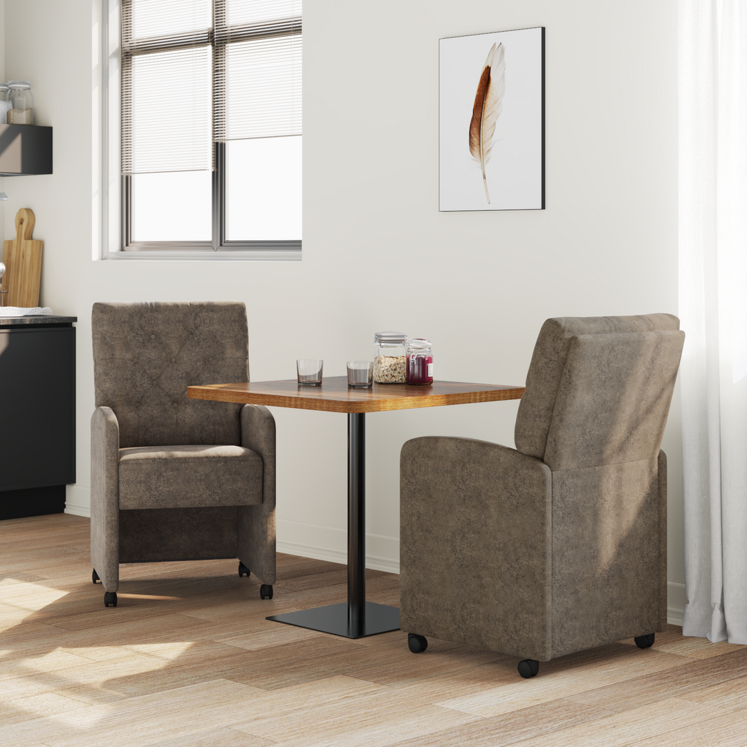 Spisebordsstole med hjul 2 pcs Mørkegrå 58 x 67 x 97 cm
