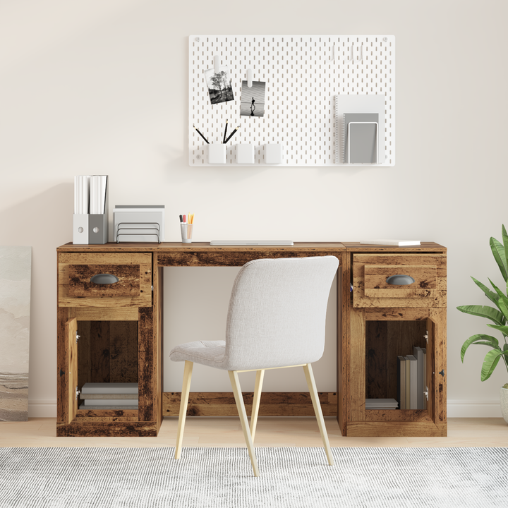 Skrivebord med skab med skuffe Gammelt træ 154,5 x 50 x 75 cm
