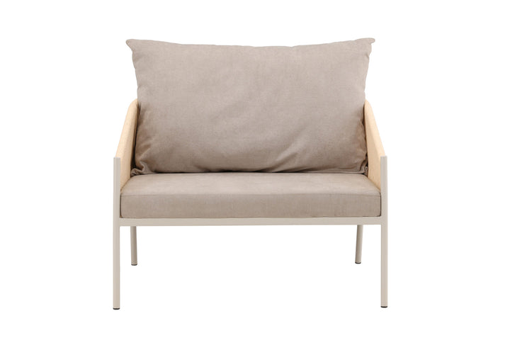Vind Louie Lounge Chair - Beige Steel Frame / Rope Beige Linen Fabric