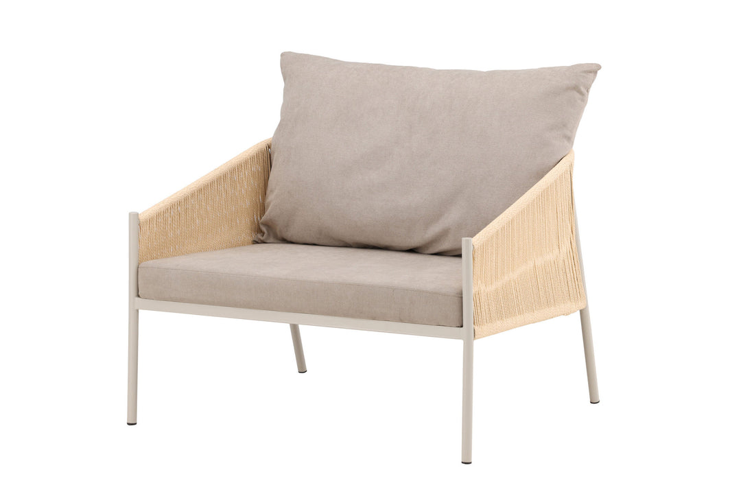 Vind Louie Lounge Chair - Beige Steel Frame / Rope Beige Linen Fabric