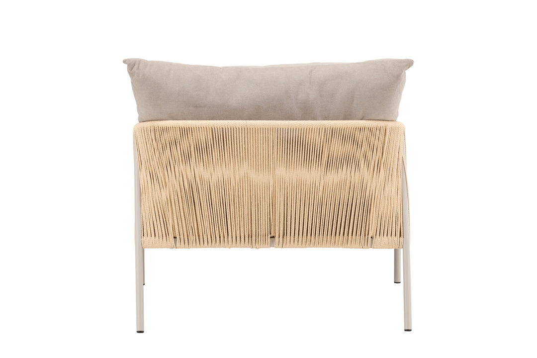 Vind Louie Lounge Chair - Beige Steel Frame / Rope Beige Linen Fabric