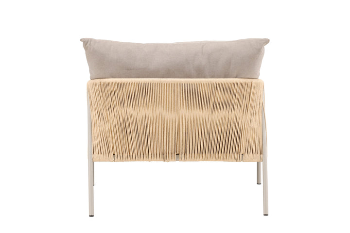 Vind Louie Lounge Chair - Beige Steel Frame / Rope Beige Linen Fabric