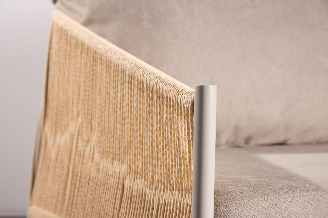 Vind Louie Lounge Chair - Beige Steel Frame / Rope Beige Linen Fabric