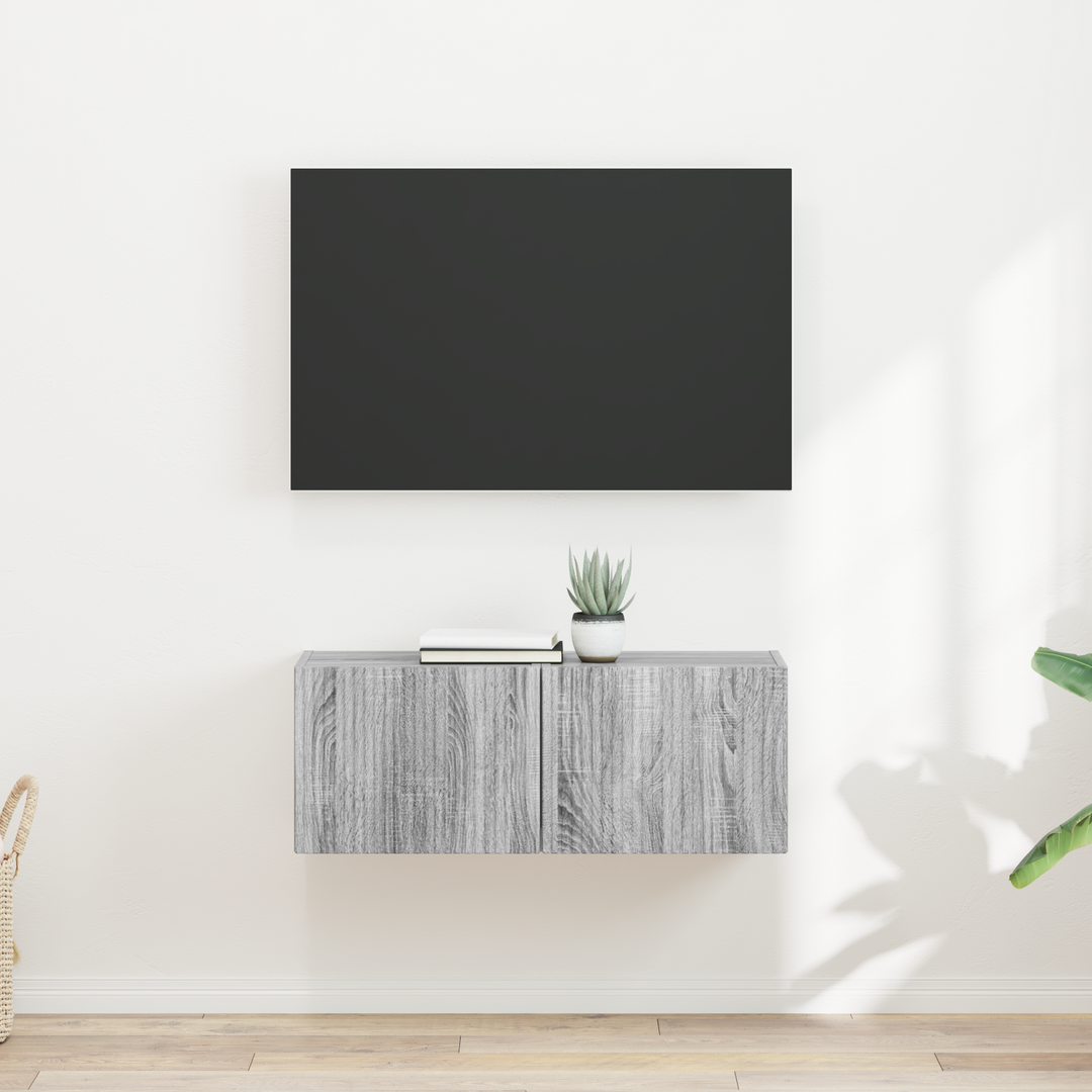 TV vægskab 2 pcs Grå Sonoma 39 x 31 x 29,5 cm Konstrueret træ