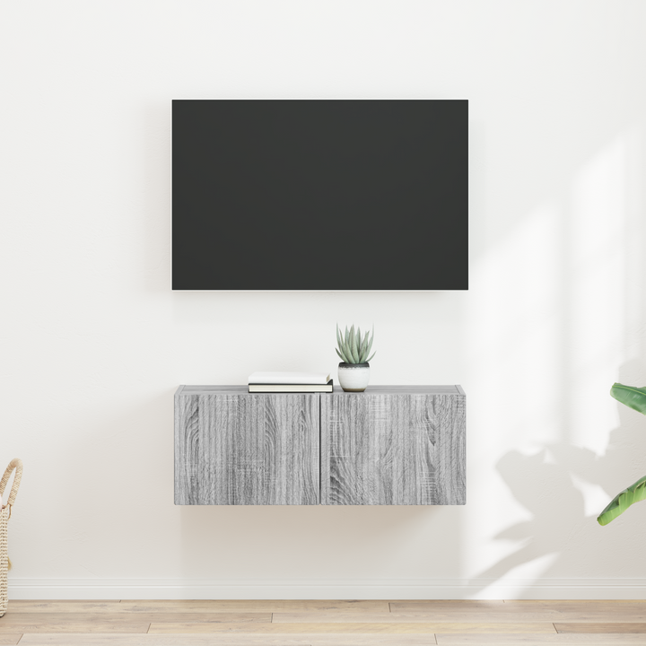 TV vægskab 2 pcs Grå Sonoma 39 x 31 x 29,5 cm Konstrueret træ