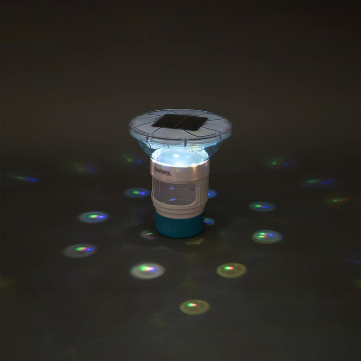 Flydende Sollys med LED-lysstrimler Hvid Ø 7,6 cm PC og ABS