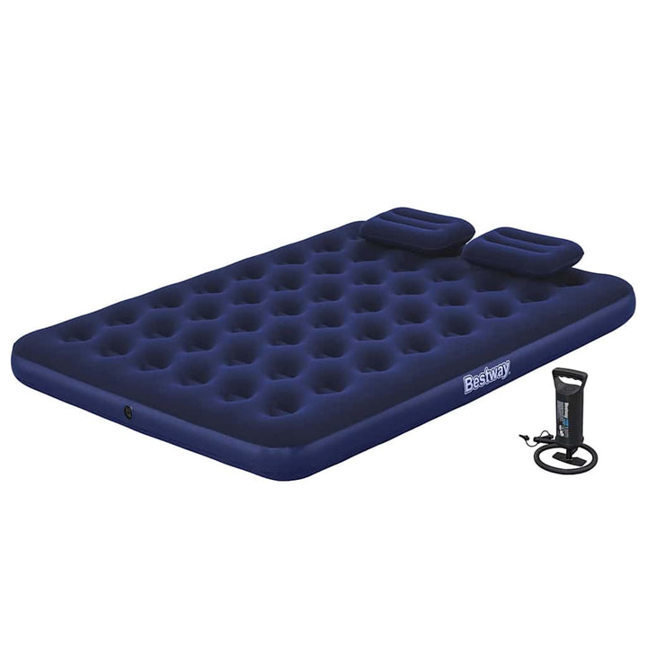 oppustelig luftmadras med pude og pumpe 203x152x22 cm 67374